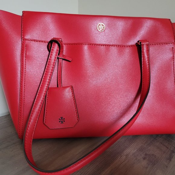 NWOT $448 Tory Burch Red Robinson Tote - Picture 3 of 9
